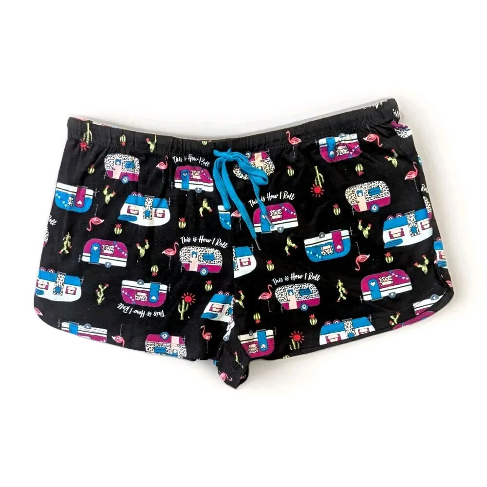 Secret Treasures Sleepwear Top Shorts This Is How I Roll Camper Theme Size L NWT